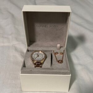Michael Kors Rose Gold and White Watch Set